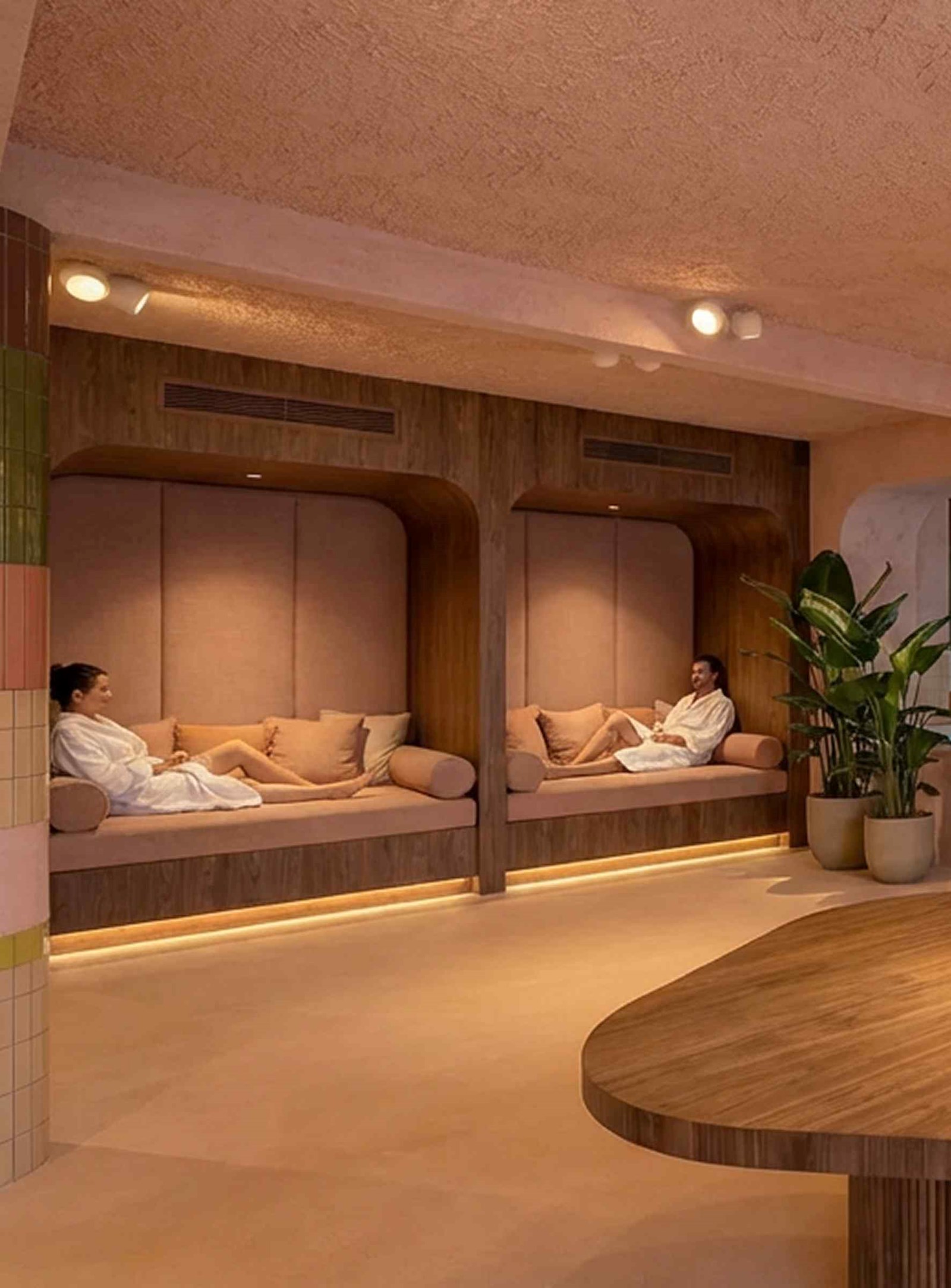 Relaxation area with resting alcoves, future thermal baths in Bastogne