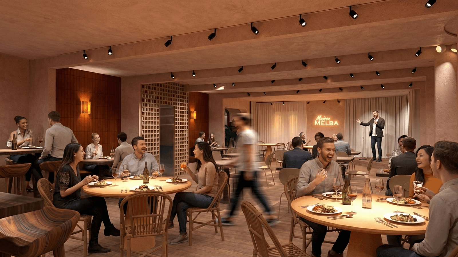 Lively dining room of the Mel'ting Pot, Maison Melba's restaurant in Bastogne