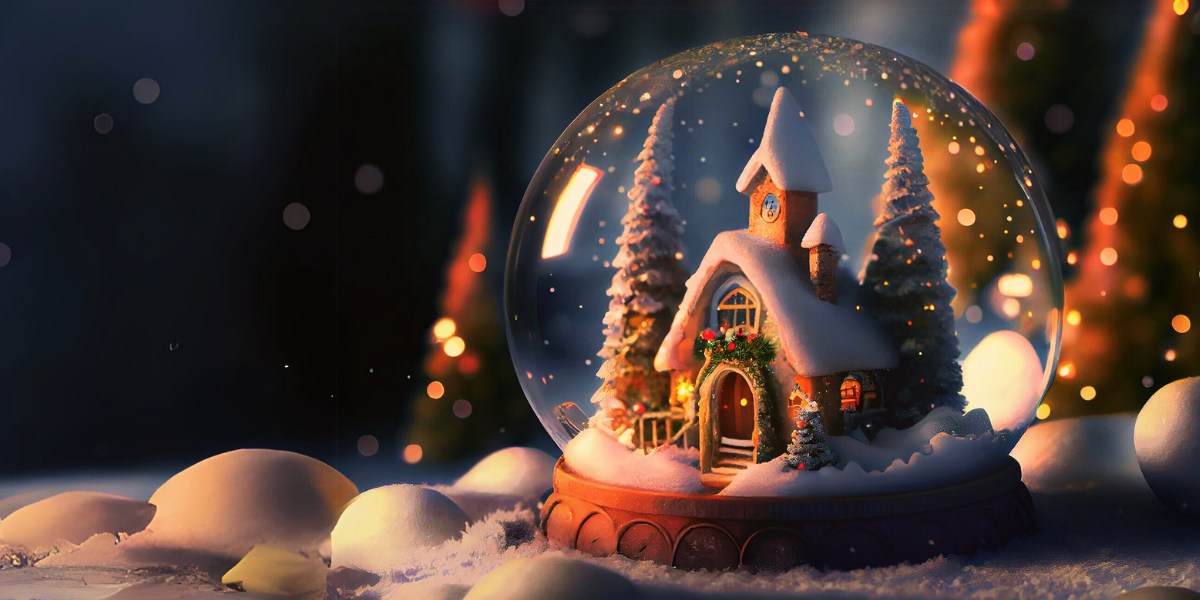 Boule à neige avec maisonnette illuminée, Le Repère de Noël