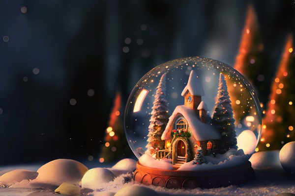 Boule à neige avec maisonnette illuminée, Le Repère de Noël